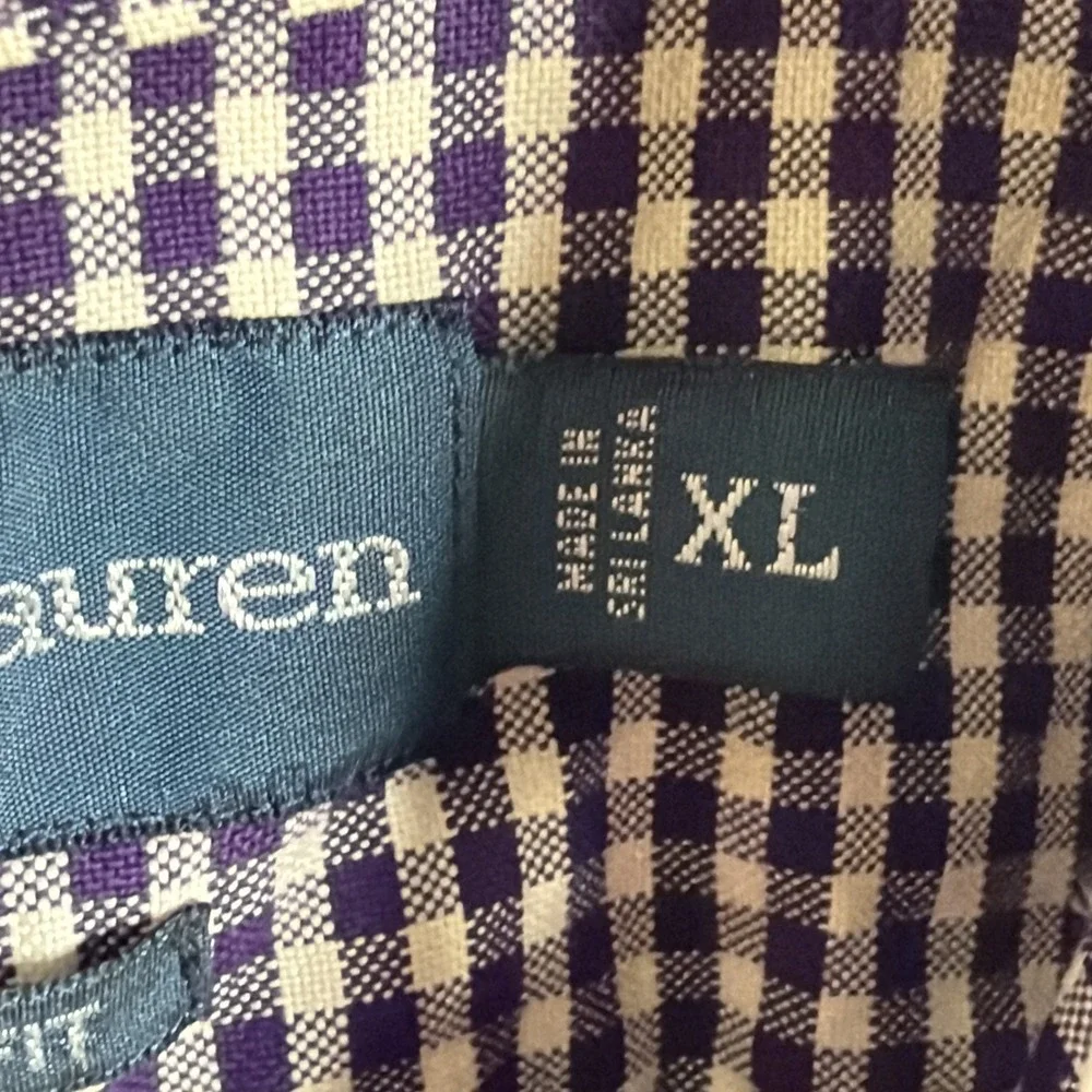 Polo Ralph Lauren Shirt Mens XL Classic Fit‎ Purple White Gingham Button Down
